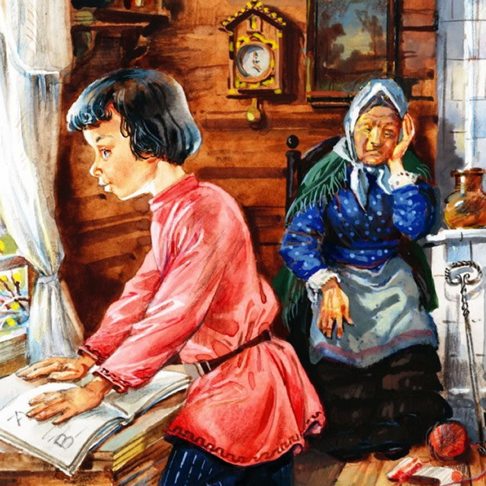 Внучок читать рассказ. Плещеев бабушка и внучек. Плещеев произведения бабушка и внучек. А. Плещеев "бабушка и внучек" рисунок.